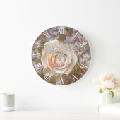 金ゴールドシルク人気があるユニークバラアートドリーム ラージ壁時計 (ホーム)