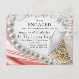 金ゴールドシルク&パール婚約Inv インビテーションポストカード