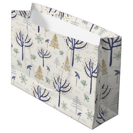 金ゴールドシルバーのクリスマスツリーライトとオーナメント ラージペーパーバッグ