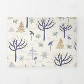 金ゴールドシルバーのクリスマスツリーライトとオーナメント 三つ折りクリスマスカード (カバー)