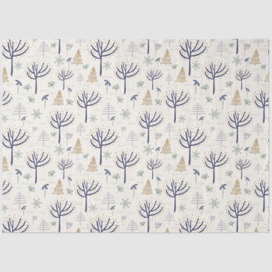 金ゴールドシルバーのクリスマスツリーライトとオーナメント 薄葉紙 (正面)