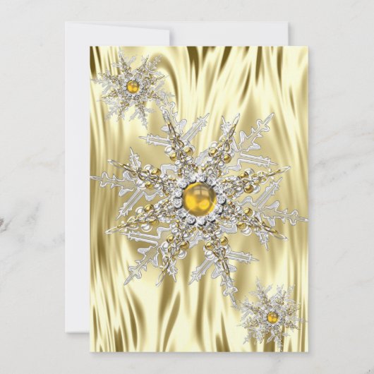 金ゴールドシルバーウィンターワンダーランドクリスマスパーティー 招待状 (裏面)