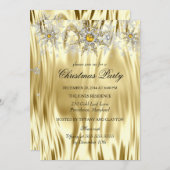 金ゴールドシルバーウィンターワンダーランドクリスマスパーティー 招待状 (正面/裏面)