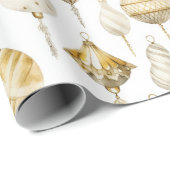 金ゴールドシルバーウォーターカラーヴィンテージクリスマスオーナメント ラッピングペーパー (ロールコーナー)