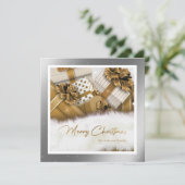 金ゴールドシルバーエレガントメリークリスマスカード シーズンカード (スタンド正面)