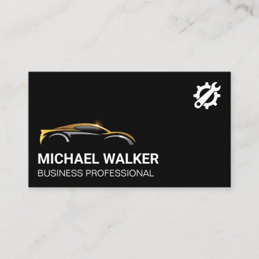 金ゴールドシルバーオートロゴ | ギアレンチ 名刺 (正面)