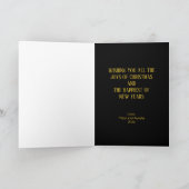 金ゴールドシルバーオーナメントブラックフォトクリスマスカード シーズンカード (内部)