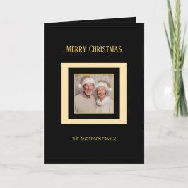 金ゴールドシルバーオーナメントブラックフォトクリスマスカード シーズンカード