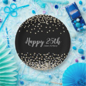 金ゴールドシルバーカスタム紙吹雪25周年記念パーティー ペーパープレート (パーティー)
