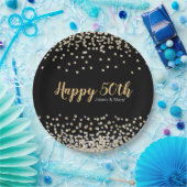 金ゴールドシルバーカスタム紙吹雪50周年記念パーティー ペーパープレート (パーティー)