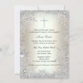 金ゴールドシルバークリスタルスノーフレーク洗礼/《キリスト教》洗礼式や命名式 招待状 (正面)