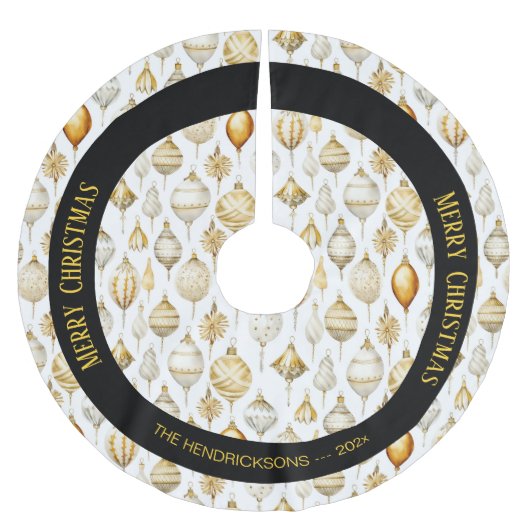 金ゴールドシルバークリスマスオーナメント ブラッシュドポリエステルツリースカート (正面)