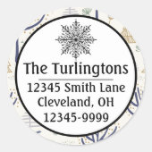 金ゴールドシルバークリスマスツリーズライト差出人住所 ラウンドシール (正面)