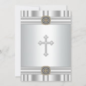 金ゴールドシルバークロスガールズファースト聖餐式 招待状 (裏面)