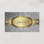 金ゴールドシルバーグリッタースパークルスターズジュエリーイニシャル 名刺 (正面)