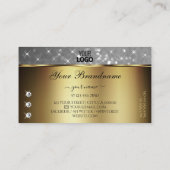 金ゴールドシルバーグリッタースパークルスターズジュエリー追加ロゴ 名刺 (裏面)