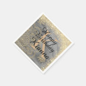 金ゴールドシルバーグリッターマンダラモノグラム誕生日 スタンダードカクテルナプキン (角)