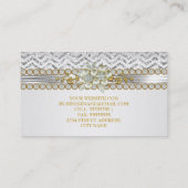 金ゴールドシルバーシェブロンホワイトダイヤモンドパールフローラ 名刺 (裏面)