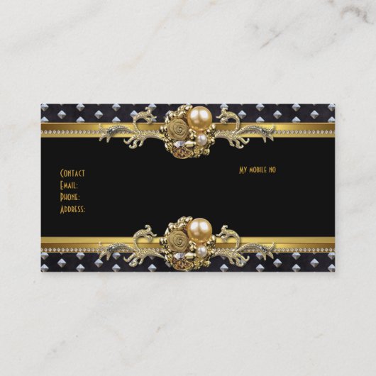 金ゴールドシルバースタッドブラッククエレガントラス宝石2 名刺 (裏面)