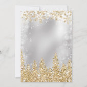 金ゴールドシルバースノーパインクリスマス冬の結婚式 招待状 (裏面)