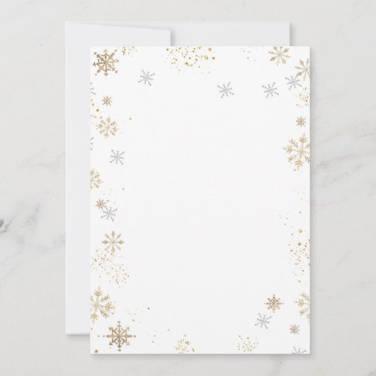 金ゴールドシルバースノーフレークスファースト誕生日 招待状 (裏面)