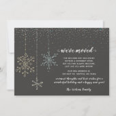 金ゴールドシルバースノーフレーク引っ越しましたホリデーカード (正面)