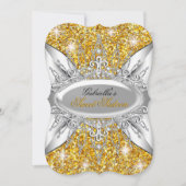金ゴールドシルバースパークルダイヤモンドスウィート16招待状 招待状 (正面)
