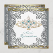 金ゴールドシルバーティール(緑がかった色)ティアラキンセアニェラ 招待状 (正面/裏面)