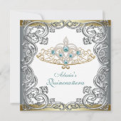 金ゴールドシルバーティール（緑がかった色）ティアラキンセアニェラ 招待状 (正面)