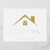 金ゴールドシルバーハッピーニューイヤー実在エステート 箔シーズンポストカード (正面)