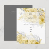 金ゴールドシルバーバラフローラ結婚式の招待 (正面/裏面)