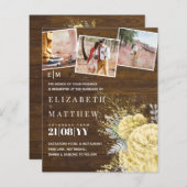 金ゴールドシルバーバラフローラ結婚式の招待 (正面/裏面)