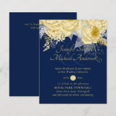 金ゴールドシルバーバラフローラ結婚式の招待 (正面/裏面)