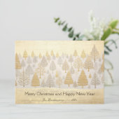 金ゴールドシルバーパインツリークリスマスカード カード (スタンド正面)