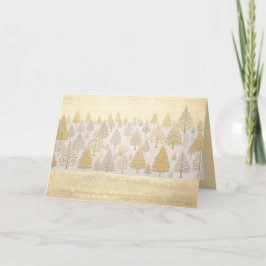 金ゴールドシルバーパインツリークリスマスカード カード