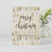 金ゴールドシルバーパインツリーズクリスマスホリデーカード シーズンカード (スタンド正面)