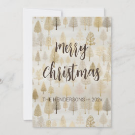 金ゴールドシルバーパインツリーズクリスマスホリデーカード シーズンカード