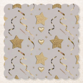 金ゴールドシルバーパーティーお祝いスクエアコースターセット ペーパーコースター