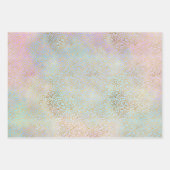 金ゴールドシルバーヒョウ柄の水色 ラッピングペーパーシート (正面)