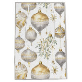 金ゴールドシルバービンテージクリスマスオーナメント抱き枕 ミディアムペーパーバッグ (正面)