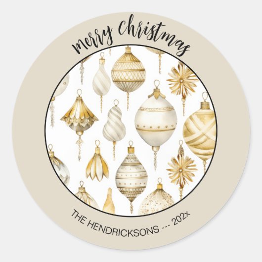 金ゴールドシルバービンテージクリスマスオーナメント ラウンドシール (正面)