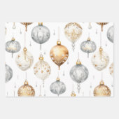 金ゴールドシルバービンテージクリスマスオーナメント ラッピングペーパーシート (正面2)