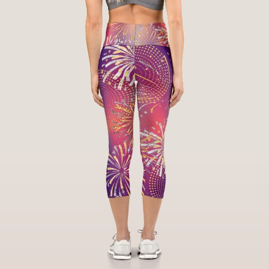 金ゴールドシルバーフェイクデザインカプリレギで花火 カプリレギンス (裏面)