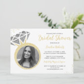 金ゴールドシルバーフォトスパークルリングや輪ブライダルシャワー 招待状 (スタンド正面)