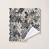 金ゴールドシルバーブラックはかりで測マーメイドグラム#1 #art バスタオルセット (ウォッシュタオル)