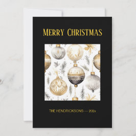 金ゴールドシルバーブラックオーナメントクリスマスカード シーズンカード
