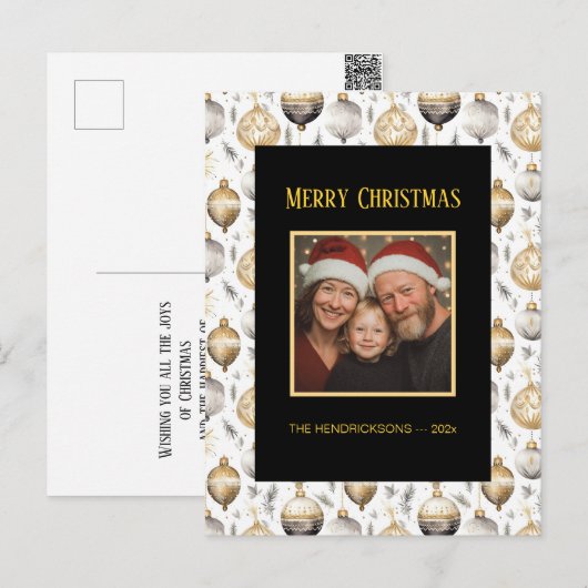 金ゴールドシルバーブラックオーナメントフォトポストカード シーズンポストカード (正面/裏面)