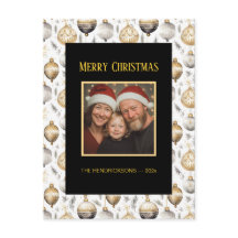 金ゴールドシルバーブラックオーナメントフォトポストカード