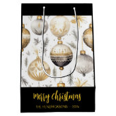 金ゴールドシルバーブラッククリスマスオーナメント抱き枕 ミディアムペーパーバッグ (裏面)