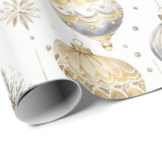 金ゴールドシルバーブラッククリスマスヴィンテージオーナメント ラッピングペーパー (ロールコーナー)